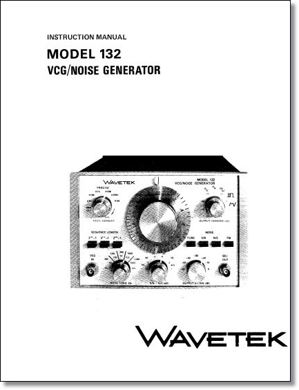 Wavetek 132 VCG/Noise Generator Operator's Manual - Click Image to Close